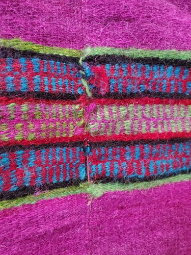 Beautiful Large Vintage Hand Woven Wool Blanket 60” X 82” Purplish Pink - Picture 7 of 14