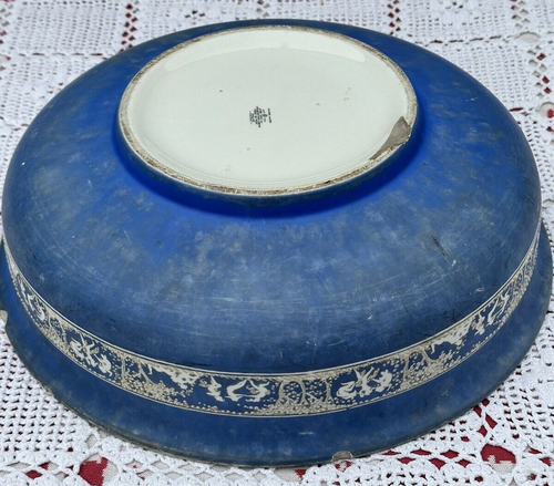 Vintage Wash Bowl Sylvan-Jasper John Tams Crown Pottery 15.5" Blue - Picture 4 of 13