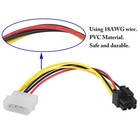 2pcs 4-pin Molex to 6-pin PCI-E Express Cable Graphics Adapter Conversion Cable