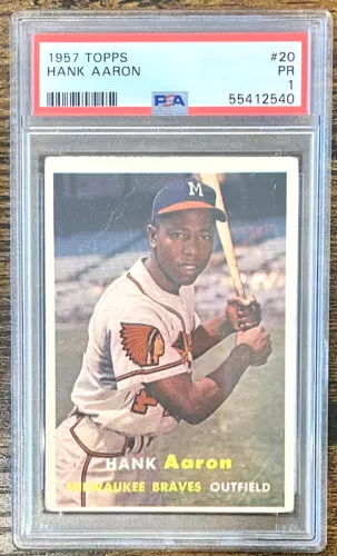 1957 Topps # 20 HANK AARON - PSA 1 - HAMMERIN' HANK HOF BRAVES