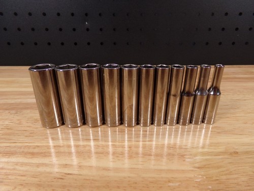Craftsman 1/4" Drive Metric MM Deep Socket Set USA 6pt 11 pcs 4mm - 14mm -G- - Picture 5 of 8