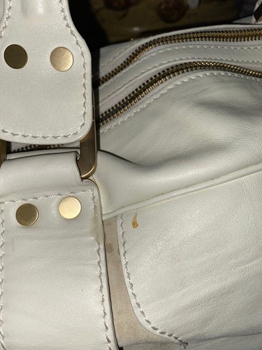 Jimmy Choo Off-White Leather Designer Purse 17" x 10" x 7" w Bag and Care Card - Picture 10 of 12