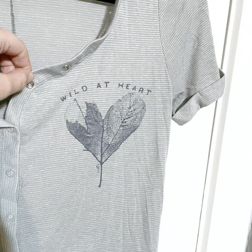 RETROSPECTIVE CO Women's Medium PAJAMAS Romper Gray Wild At Heart - Picture 2 of 5