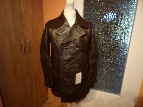 Kutscherjacke Hafa Lederjacke 30er-40er Jahre Armee Militär U-Boot-Jacke Gr. 48 - Bild 2 von 15
