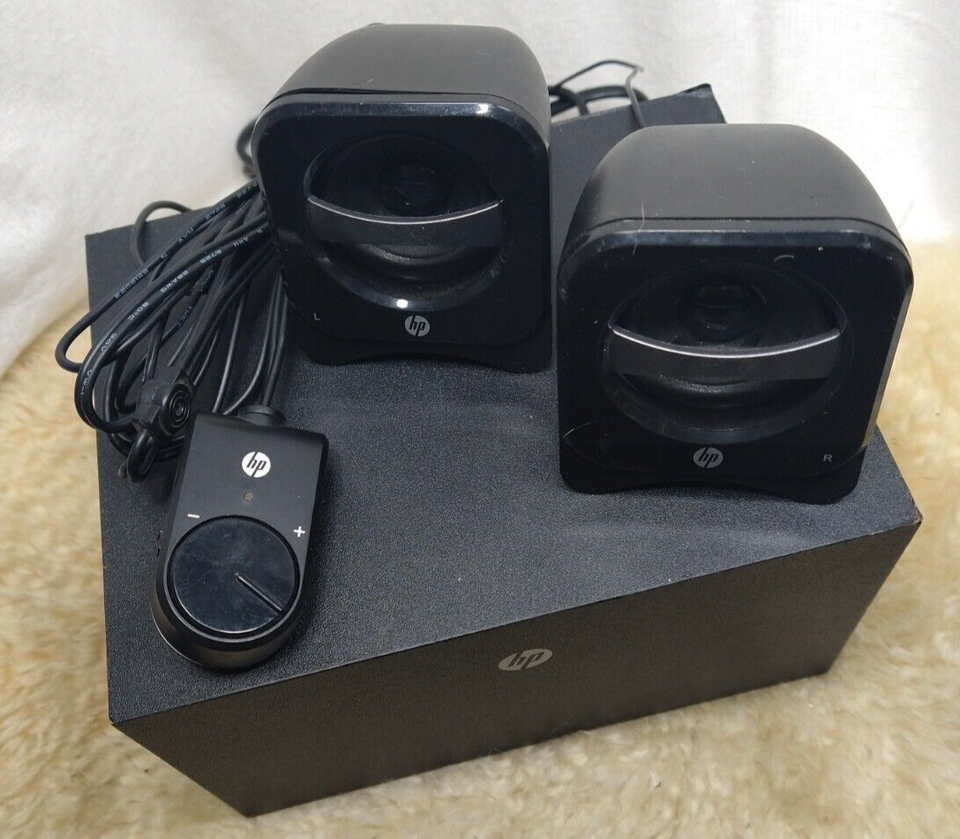 HP 2.1 COMPACT SPEAKER SYSTEM MODEL SW-339 WOOFER & 2 SPEAKERS - BLACK ...