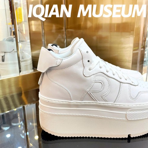 R13 Zapatos de caña alta de cuero suela gruesa color a juego Zapatos informales para mujer Zapatos con tiras - Imagen 4 de 25