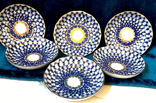 Imperial Lomonosov Russian Porcelain Cobalt Net 4 in Individual Open Jam Server - Picture 13 of 15