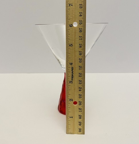Mid Century Artland Prescott Red Ruby Honeycomb Stem Martini Glass (1). - Picture 7 of 7