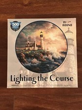 LIGHTING THE COURSE 500 Piece Round Jigsaw Puzzle 500 Piece Lighthouse NEW NIB