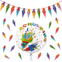 SchuleinfüHrung Einschulung Deko Set Folien Ballon ZuckertüTen Girlande Konfetti