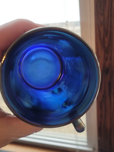 Pretty Blue Northwood Carnival Glass Singing Birds Mug Not Stippled - Picture 13 of 17