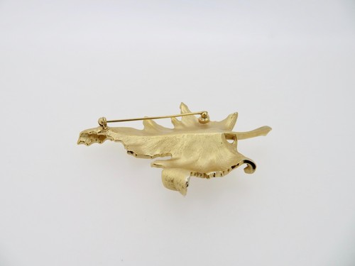 Broche/alfiler vintage Trifari hoja de otoño tono dorado y pendientes a juego - Imagen 7 de 10