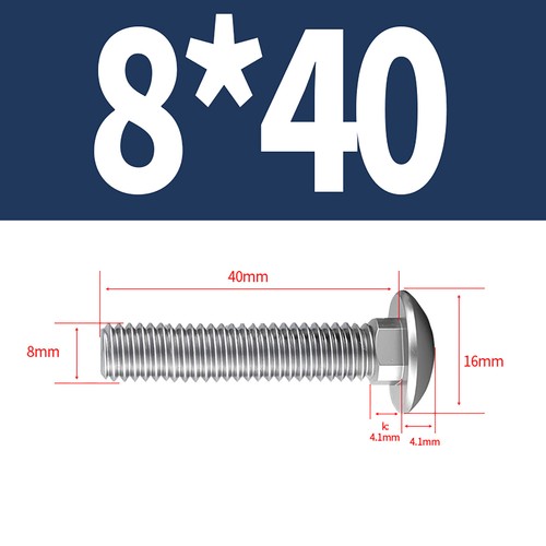 TORNILLOS DE CARRO TAZA CÚPULA CUADRADA TORNILLOS A2 ACERO INOXIDABLE M3 M5 M8 M10 M12 - Imagen 52 de 82