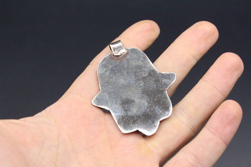 Turkmen Hamsa Pendant, Hand Of Fatima Hamsa Pendant, Jade Stones Tribal Pendant, - Picture 9 of 10