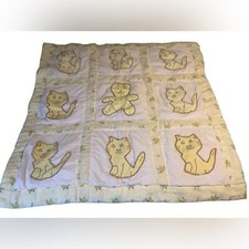 vintage Quilt handmade kitty baby blanket 40x38