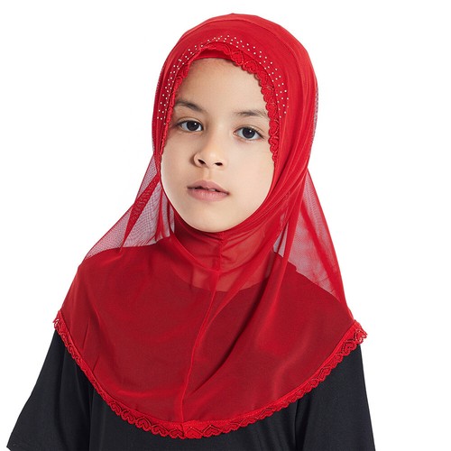 Arab Girls Kids Hijab One Piece Amira Turban Scarf Wrap Headscarf Shawl Cover - Picture 7 of 16
