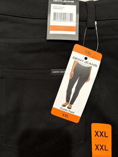 DKNY Jeans Women's XXL Zip Ponte Pants Slim Straight Leg Stretch Black NEW - Picture 6 of 6