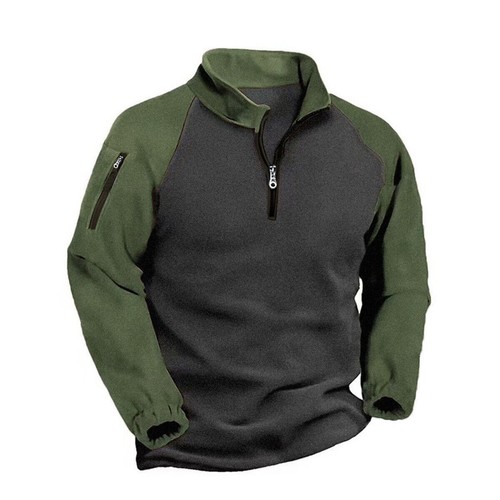 Herren Warm Pullover Sweater Pulli Stehkragen Langarmshirt Halber Reißverschluss - Bild 4 von 12