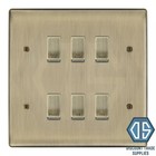 BG Antique Brass Custom Grid Switch Panel Labelled Kitchen Appliance 6 Gang