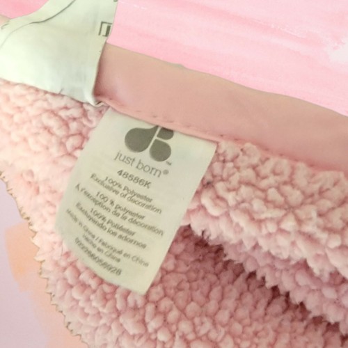 Just Born Baby Blanket Plush Heart Pink Lovey Sherpa T17 Nursery Decor - Picture 3 of 4