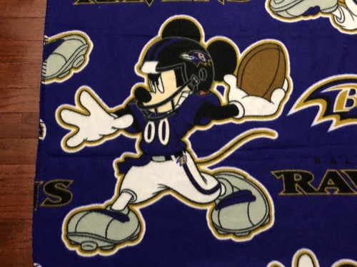 BALTIMORE RAVENS MICKEY MOUSE FLEECE THROW BLANKET PURPLE DISNEY x NFL FOOTBALL - Picture 2 of 5