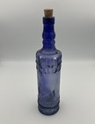 Vintage Cobalt Blue Glass Ornate Wine Bottle W/ Embossed Rope Design 12.25”