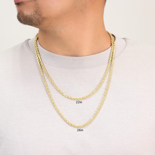 14K Yellow Gold Diamond Cut Rope Chain Necklace 1.5mm - 5mm, Men Women 16"- 30" - Picture 82 of 108