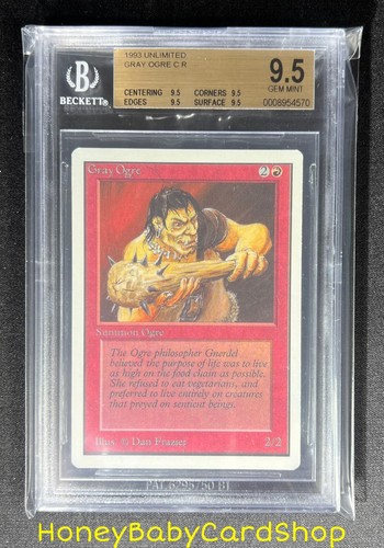 MTG Unlimited Edition 1993 Gray Ogre BGS 9.5Q (TRUE QUAD) GEM MINT 93/94 - Picture 6 of 6
