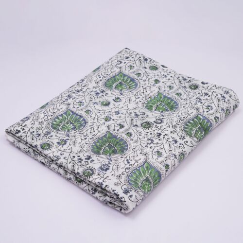 20 Yard Hand Block Print Handmade Cotton Indian Natural Sanganeri Floral Fabric - Picture 2 of 7