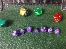 Lustrous Purple-Gold 10MM Mini Polyhedral 7-Die Roleplaying Dice Game Counters