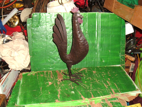 chicken art Rustic Recycled Scrap Art Metal Statue Figure Home Garden Welded - Picture 2 of 5