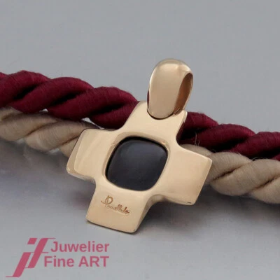 Pendentif POMELLATO - croix avec 1 pierre grenat - or jaune 18 carats/750 - Photo 1/4
