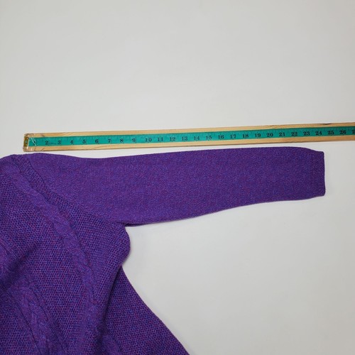 Talbots Womens Cable Knit Sweater Size PL Purple Tweed Waffle Pullover Back Zip - Picture 8 of 8