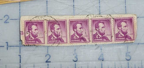 U.S. Postage ~ Abraham Lincoln ~ 4¢ Purple Stamp (5) ~ Used/Posted ~ c.1954 - 45 - Picture 6 of 6