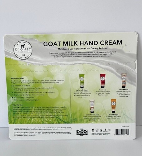 Dionis Goat Milk Hand Cream Set of 5 Assorted 1 oz ea Variety Scent Moisturizer - Picture 7 of 10
