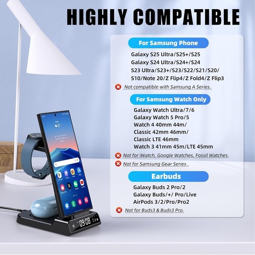 Wireless Charger for Samsung Charging Station for Galaxy S25 Ultra Watch 7 Ultra - Picture 3 of 6