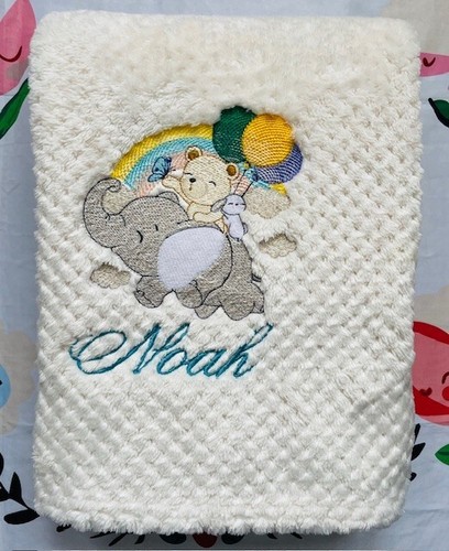 Personalised Embroidered Baby Blanket with Elephant | Baby shower gift - Picture 2 of 8