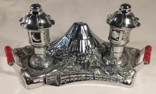 Vintage Asian Dragon Mount Fuji Salt & Pepper Shaker Condiment Serving Set - Picture 2 of 14