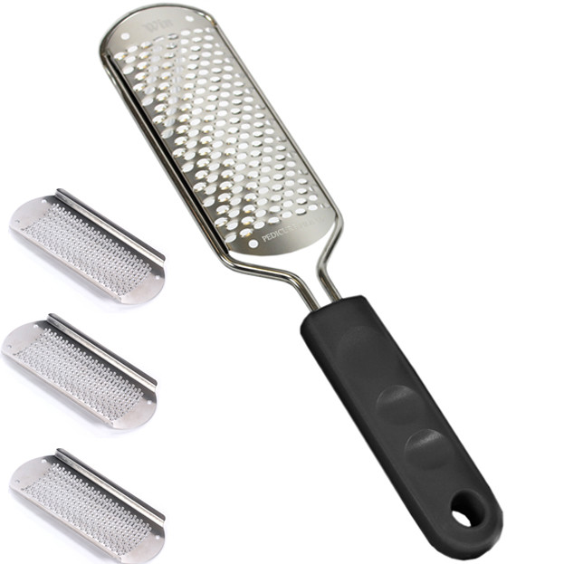 Black Foot File Callus Remover Metal Tool Includes 3 Extra Replaceable