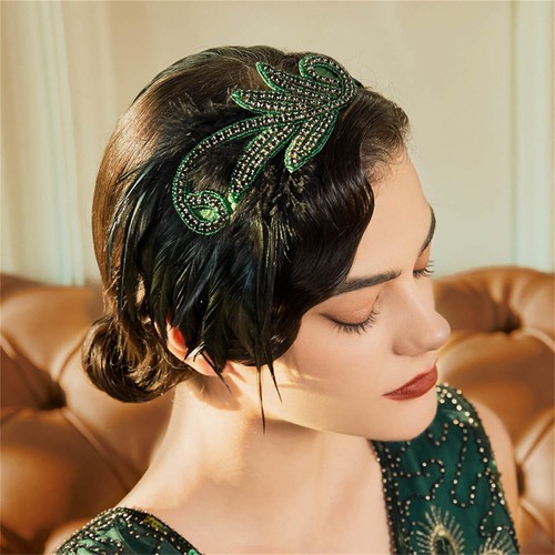 Accesorios diadema aleta años 20 pluma banda para el cabello vintage fiesta Gatsby - Imagen 6 de 16