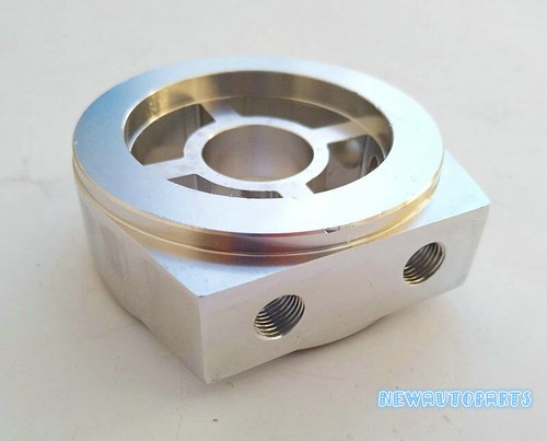 Aluminum Oil Filter Sandwich Plate Adapter 1/8 NPT 10AN Oil Cooler Silver New - Picture 4 of 6