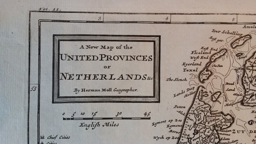 1737 ORIGINAL ANTIKE KUPFERSTICH KARTE VEREINIGTE PROVINZEN NIEDERLANDE - HERMAN MOLL - Bild 3 von 7