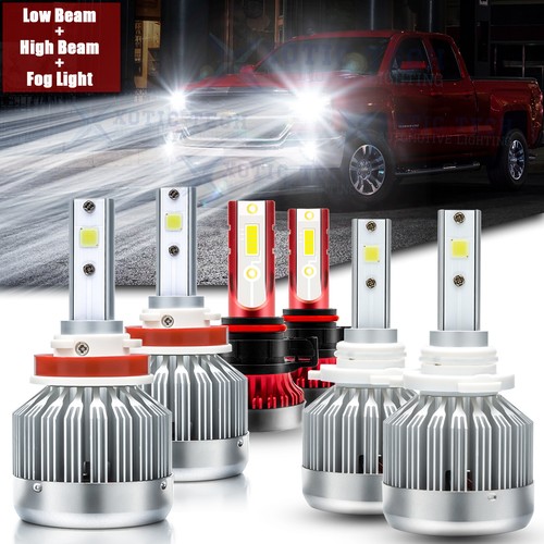For Chevy Colorado 2015-2019 6000K White LED Headlight High Low Fog Light Bulbs - Picture 12 of 22