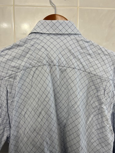 Bachrach Men’s Long Sleeve Button Up Dress Shirt S 37-38 14.5 White and Blue - Picture 5 of 5