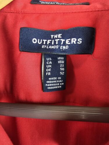 The Outfitters by Lands' End Women's Shirt Size 18W Red Button Down 3/4 Sleeve - Picture 3 of 8