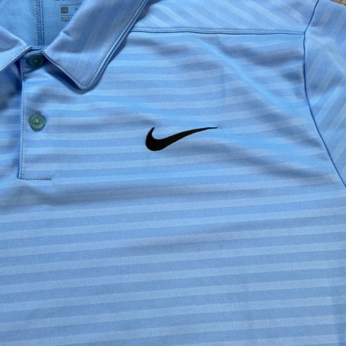 Nike Golf Polo Shirt Mens 2XL XXL Blue Stripe Dry Embossed Regular-Fit Dri-Fit - Picture 4 of 12