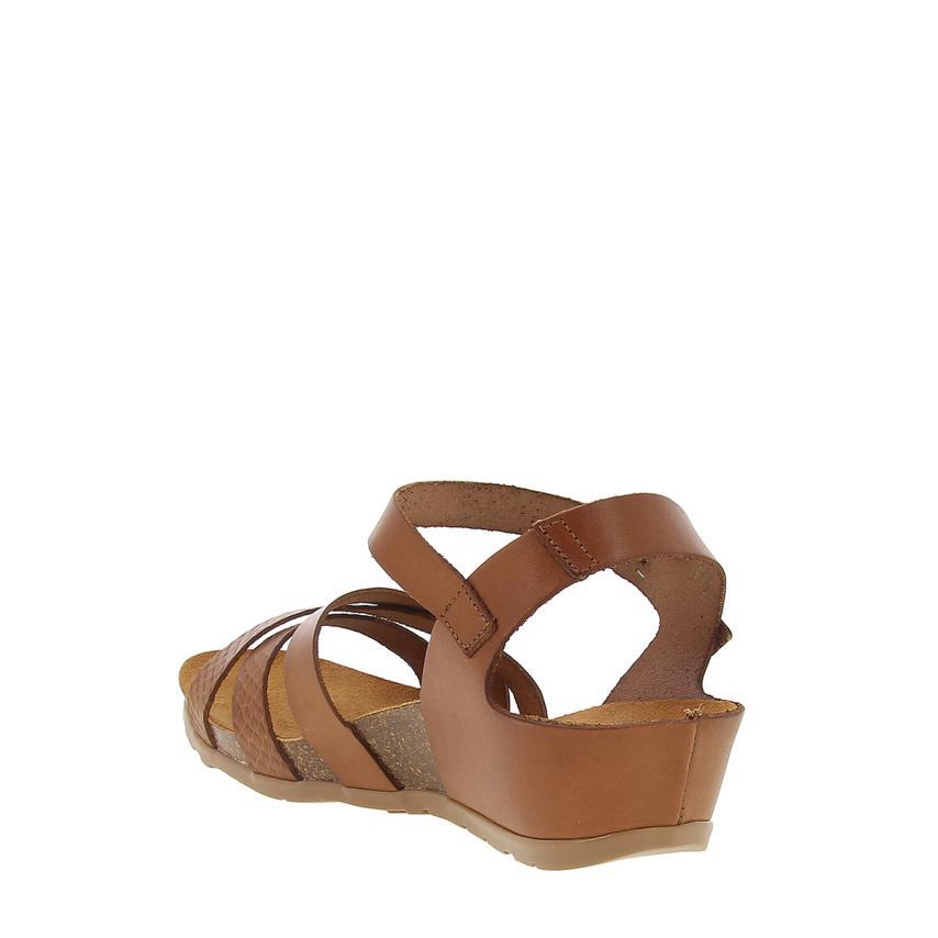 Sandalias de cuña Yokono de mujer en piel Color marrón, de hebilla con cierre de hebilla marrón, y a27c40 Sandalias de cuña Yokono de mujer en piel Color marrón, de hebilla con cierre de hebilla marrón, y a27c40