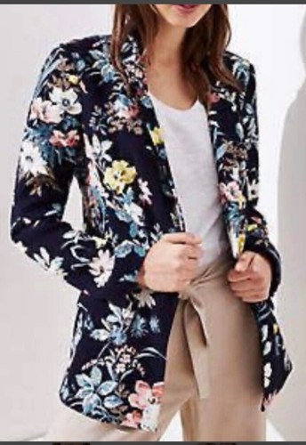 Loft Women’s Size 6 Long Sleeves Lined Floral Print Front Open Blazer Jacket  - Picture 1 of 5