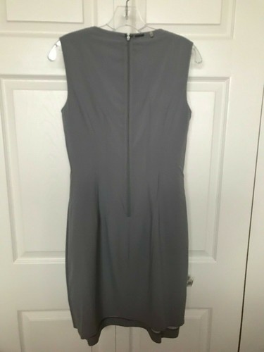 Sz 4 Elie Tahari sleeveless sheath dress gray back zipper lined lightweight wool - Picture 4 of 4