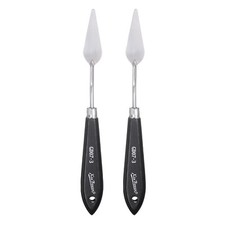 2pcs Painting Palette Knife 8.07" Stainless Steel Blade Beech Wood Handle